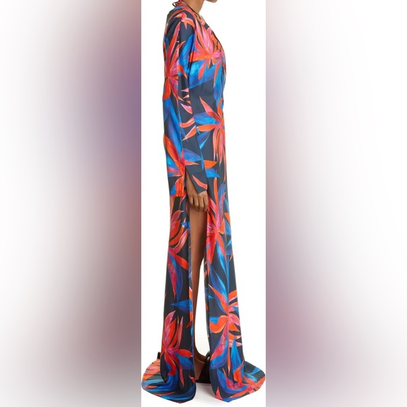 Louisa Ballou Floral Long-Sleeve Caftan and Bikini Set - Picture 4 of 15